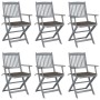 Sillas de jardín plegables 6 uds cojines madera maciza acacia de , Sillas de jardín - Ref: Foro24-3065415, Precio: 309,30 €, ...