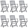 Sillas de jardín plegables 6 uds cojines madera maciza acacia de , Sillas de jardín - Ref: Foro24-3065415, Precio: 309,30 €, ...
