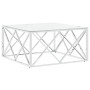 Mesa de centro acero inoxidable y vidrio plateado 80x80x40 cm de , Mesas de centro - Ref: Foro24-349971, Precio: 188,20 €, De...