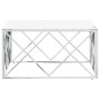 Mesa de centro acero inoxidable y vidrio plateado 80x80x40 cm de , Mesas de centro - Ref: Foro24-349971, Precio: 188,20 €, De...