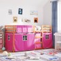 Litera con cortinas madera maciza de pino rosa 80x200 cm de , Camas y somieres - Ref: Foro24-3283924, Precio: 166,16 €, Descu...