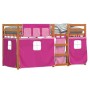 Litera con cortinas madera maciza de pino rosa 80x200 cm de , Camas y somieres - Ref: Foro24-3283924, Precio: 166,16 €, Descu...