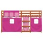Litera con cortinas madera maciza de pino rosa 80x200 cm de , Camas y somieres - Ref: Foro24-3283924, Precio: 166,16 €, Descu...