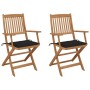 Sillas de jardín plegables 2 uds y cojines madera maciza acacia de , Sillas de jardín - Ref: Foro24-3064597, Precio: 171,36 €...
