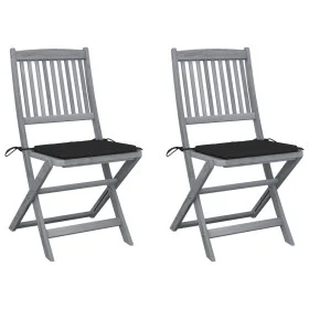 Folding garden chairs 2 pcs cushions solid acacia wood by , Garden chairs - Ref: Foro24-3064543, Price: 136,96 €, Discount: %