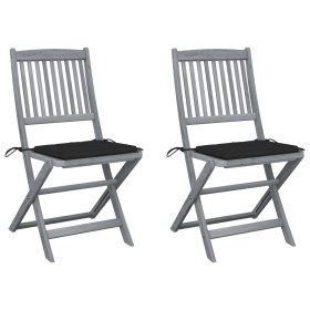 Sillas de jardín plegables 2 uds cojines madera maciza acacia de , Sillas de jardín - Ref: Foro24-3064543, Precio: 142,85 €, ...