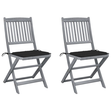 Sillas de jardín plegables 2 uds cojines madera maciza acacia de , Sillas de jardín - Ref: Foro24-3064543, Precio: 142,85 €, ...