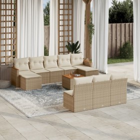 Set de sofás de jardín 11pzas con cojines ratán sintético beige en Conjuntos de jardín | Comprar online en Foru.es