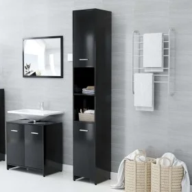 Armario baño madera contrachapada negro brillo 30x30x183,5 cm de vidaXL, Muebles de baño - Ref: Foro24-802598, Precio: 68,09 ...
