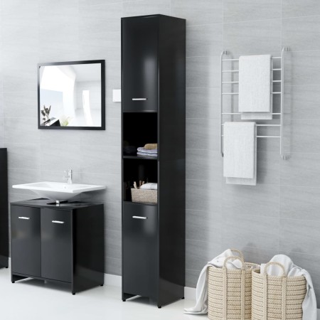 Armario baño madera contrachapada negro brillo 30x30x183,5 cm de vidaXL, Muebles de baño - Ref: Foro24-802598, Precio: 71,58 ...