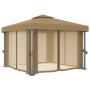 Cenador con cortina gris taupe aluminio 3x3 m de , Carpas y cenadores - Ref: Foro24-3068557, Precio: 435,76 €, Descuento: %
