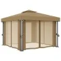 Cenador con cortina gris taupe aluminio 3x3 m de , Carpas y cenadores - Ref: Foro24-3068557, Precio: 477,18 €, Descuento: %