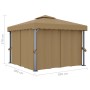 Cenador con cortina gris taupe aluminio 3x3 m de , Carpas y cenadores - Ref: Foro24-3068557, Precio: 435,76 €, Descuento: %