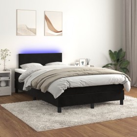 Cama box spring colchón y LED terciopelo negro 120x200 cm de , Camas y somieres - Ref: Foro24-3134275, Precio: 373,50 €, Desc...