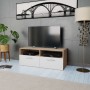 Mueble de TV madera de ingeniería roble y blanco 95x35x36 cm en Muebles TV | Comprar online en Foru.es