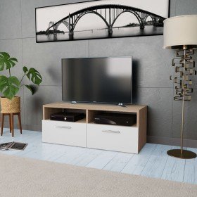 Mueble de TV madera de ingeniería roble y blanco 95x35x36 cm en Muebles TV | Comprar online en Foru.es
