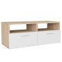 Mueble de TV madera de ingeniería roble y blanco 95x35x36 cm en Muebles TV | Comprar online en Foru.es