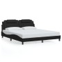 Estructura cama con luces LED cuero sintético negro 180x200 cm de , Camas y somieres - Ref: Foro24-3214036, Precio: 243,50 €,...