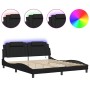 Estructura cama con luces LED cuero sintético negro 180x200 cm de , Camas y somieres - Ref: Foro24-3214036, Precio: 243,50 €,...