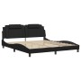 Estructura cama con luces LED cuero sintético negro 180x200 cm de , Camas y somieres - Ref: Foro24-3214036, Precio: 243,50 €,...