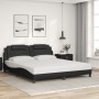 Estructura cama con luces LED cuero sintético negro 180x200 cm de , Camas y somieres - Ref: Foro24-3214036, Precio: 243,50 €,...