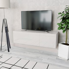 Mueble para TV madera contrachapada blanco brillo 120x40x34 cm en Muebles TV | Comprar online en Foru.es