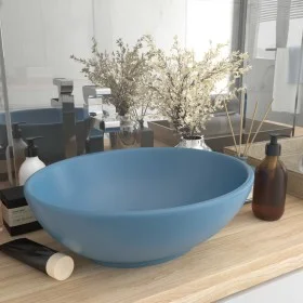 Matte light blue ceramic oval luxury washbasin 40x33 cm by vidaXL, Sinks - Ref: Foro24-146923, Price: 56,12 €, Discount: %