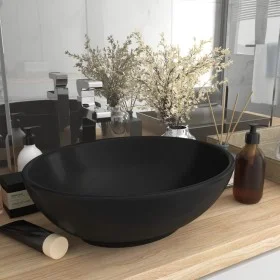 Lavabo de lujo ovalado cerámica negro mate 40x33 cm de vidaXL, Lavabos - Ref: Foro24-146931, Precio: 72,59 €, Descuento: %
