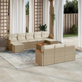 Set de sofás de jardín 11pzas con cojines ratán sintético beige en Conjuntos de jardín | Comprar online en Foru.es