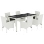Set comedor jardín 7 pzas cojines ratán sintético vidrio blanco de , Conjuntos de jardín - Ref: Foro24-3278583, Precio: 538,3...