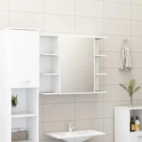 Armario de espejo de baño madera contrachapada 80x20,5x64 cm de vidaXL, Tocadores de baño - Ref: Foro24-802606, Precio: 69,64...