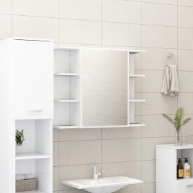 Armario de espejo de baño madera contrachapada 80x20,5x64 cm de vidaXL, Tocadores de baño - Ref: Foro24-802606, Precio: 70,30...
