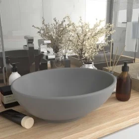 Lavabo de lujo ovalado cerámica gris claro mate 40x33 cm de vidaXL, Lavabos - Ref: Foro24-146927, Precio: 61,99 €, Descuento: %