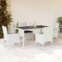Set comedor jardín 5 pzas cojines ratán sintético vidrio blanco de , Conjuntos de jardín - Ref: Foro24-3278581, Precio: 384,9...