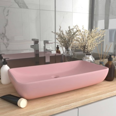 Lavabo de lujo rectangular de cerámica rosa mate 71x38 cm de vidaXL, Lavabos - Ref: Foro24-146955, Precio: 64,47 €, Descuento: %