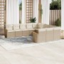 Set de sofás de jardín 11pzas con cojines ratán sintético beige en Conjuntos de jardín | Comprar online en Foru.es