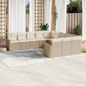 Set de sofás de jardín 11pzas con cojines ratán sintético beige en Conjuntos de jardín | Comprar online en Foru.es