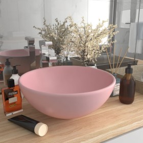 Lavabo de lujo redondo cerámica rosa mate 32,5x14 cm de vidaXL, Lavabos - Ref: Foro24-146966, Precio: 73,24 €, Descuento: %