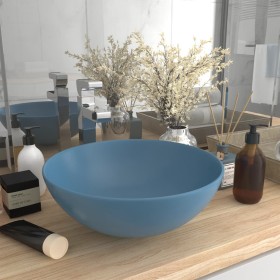 Lavabo de cuarto de baño redondo cerámica azul claro de vidaXL, Lavabos - Ref: Foro24-146978, Precio: 47,88 €, Descuento: %