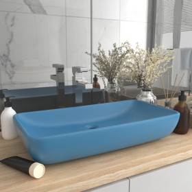 Lavabo de lujo de cerámica rectangular azul claro mate 71x38 cm de vidaXL, Lavabos - Ref: Foro24-146956, Precio: 82,85 €, Des...