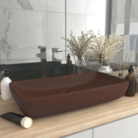 Lavabo de lujo cerámica rectangular marrón oscuro mate 71x38 cm de vidaXL, Lavabos - Ref: Foro24-146962, Precio: 82,10 €, Des...