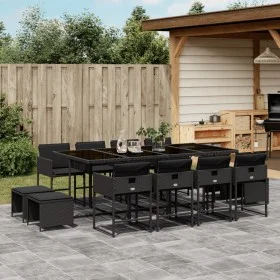 Garten-Essgruppe mit Kissen, 13-teilig, schwarzes synthetisches Rattan von , Gartensets - Ref: Foro24-3278106, Preis: 839,61 ...