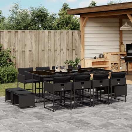 Set comedor de jardín con cojines 13 pzas ratán sintético negro de , Conjuntos de jardín - Ref: Foro24-3278106, Precio: 643,4...