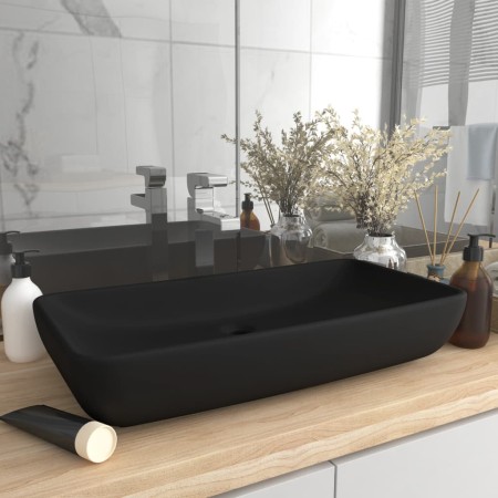 Lavabo de lujo de cerámica rectangular negro mate 71x38 cm de vidaXL, Lavabos - Ref: Foro24-146964, Precio: 113,40 €, Descuen...
