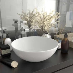 Lavabo de cuarto de baño redondo cerámica blanco mate de vidaXL, Lavabos - Ref: Foro24-146976, Precio: 62,61 €, Descuento: %