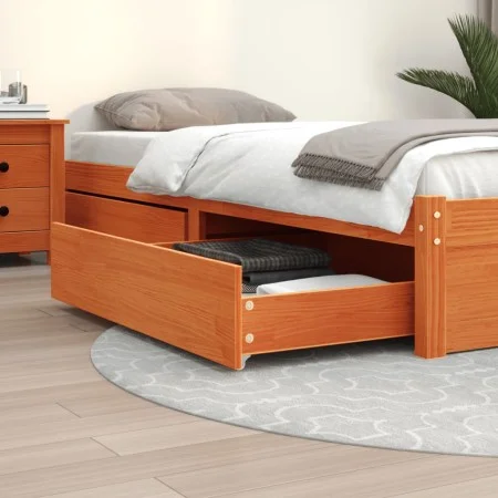 Cajones de cama 2 uds madera maciza de pino marrón cera de , Camas y accesorios - Ref: Foro24-847170, Precio: 80,95 €, Descue...