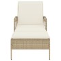 Tumbona con cojín ratán sintético beige 63x200x81 cm de , Tumbonas - Ref: Foro24-368303, Precio: 164,87 €, Descuento: %