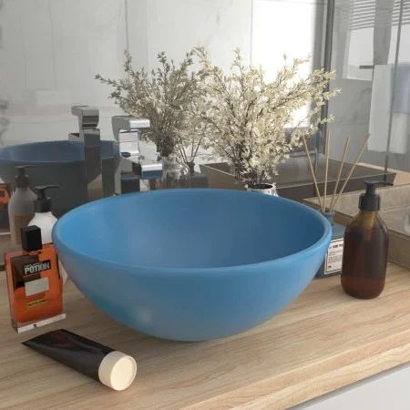 Lavabo de lujo redondo cerámica azul claro mate 32,5x14 cm de vidaXL, Lavabos - Ref: Foro24-146967, Precio: 48,00 €, Descuent...
