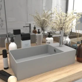 Lavabo con rebosadero cerámica gris claro de vidaXL, Lavabos - Ref: Foro24-146993, Precio: 64,14 €, Descuento: %