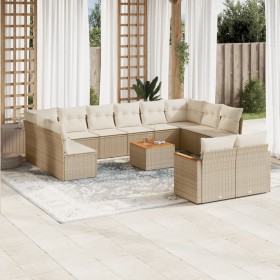 Set sofás de jardín con cojines 13 pzas ratán sintético beige en Conjuntos de jardín | Comprar online en Foru.es